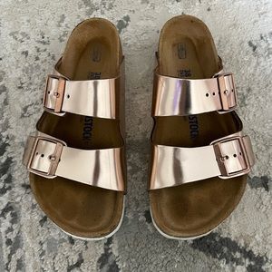 Birkenstock Arizona Soft Bed (Metallic Copper)  - Size 38 (Regular/Wide)